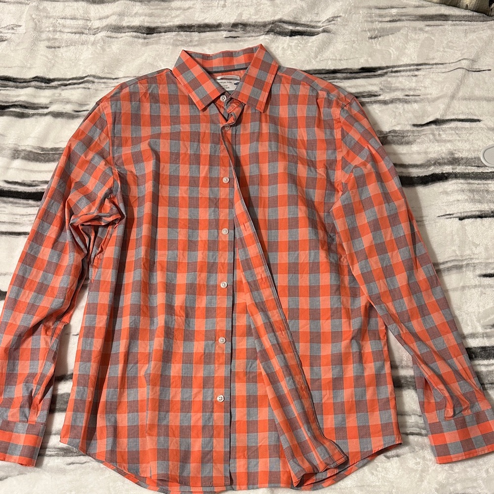 Old Navy Salmon and Blue Plaid Men's Shirt